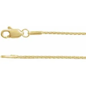 14K White 1 mm Wheat 16" Chain