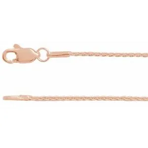14K White 1 mm Wheat 16" Chain