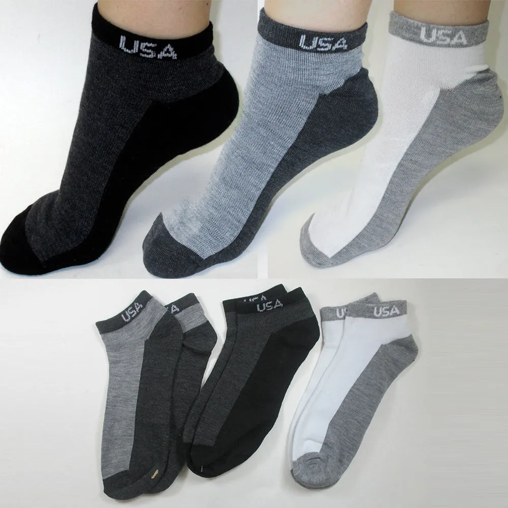 6 Pairs Ankle Quarter Crew Mens Socks Low Cut Size 10 13 Sport Black Grey Charc