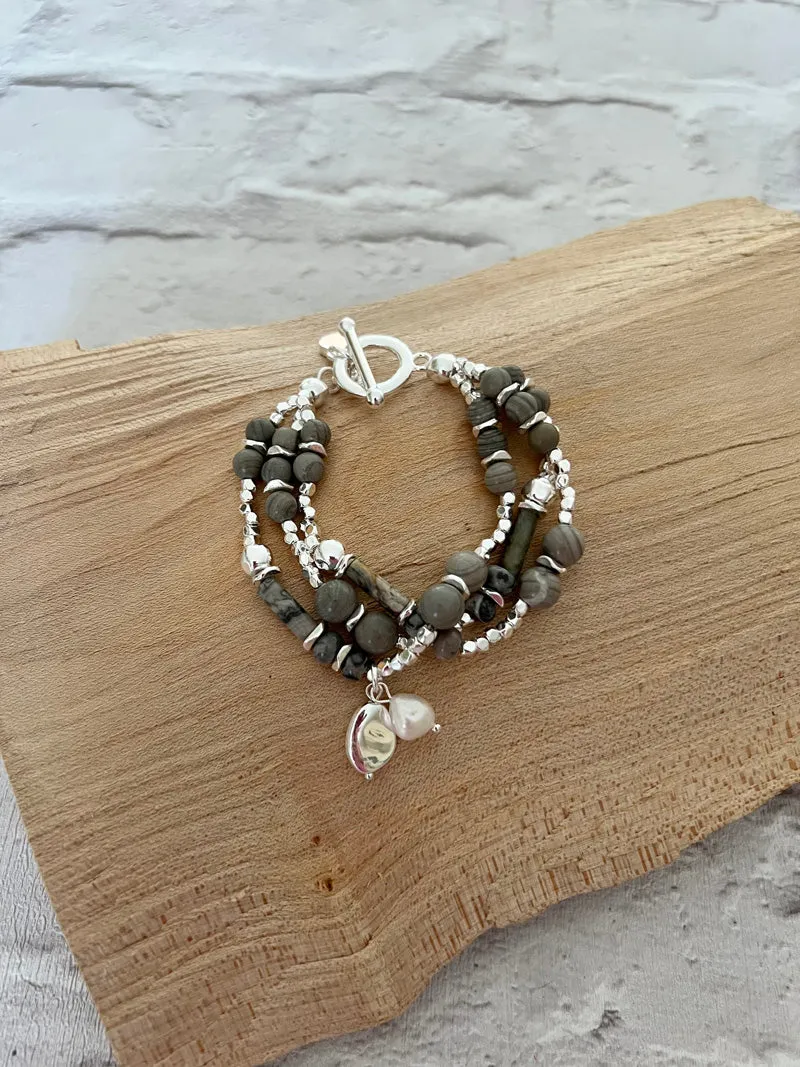Bev Bead Bracelet Grey/Silver