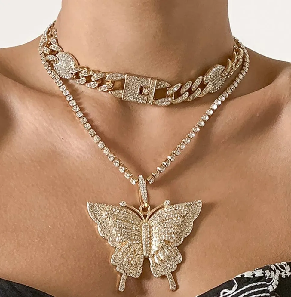 Bling Beauty Butterfly With Adjustable Choker Necklace