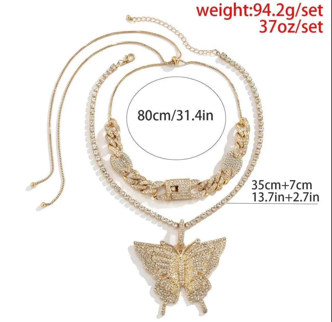 Bling Beauty Butterfly With Adjustable Choker Necklace