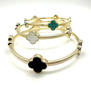 Genuine Stone Clover Bangle