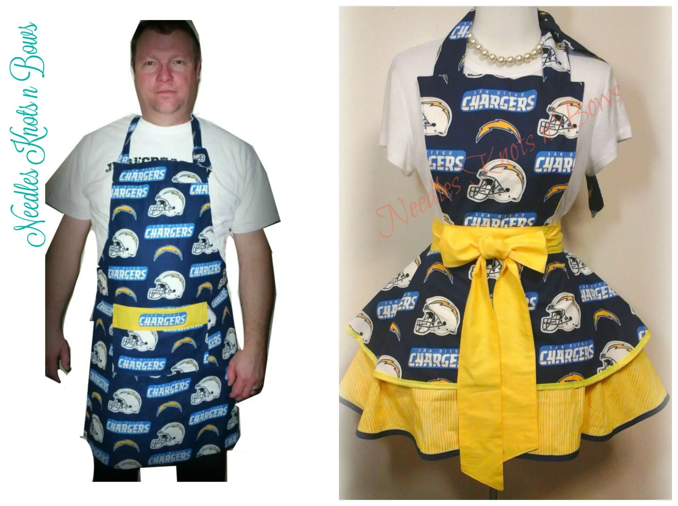 Los Angeles Chargers Apron, Mens Football Apron with Pocket, Aprons