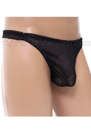Men's Athletic Mesh Pouch Thong Underwear - Black - Clearance Sale