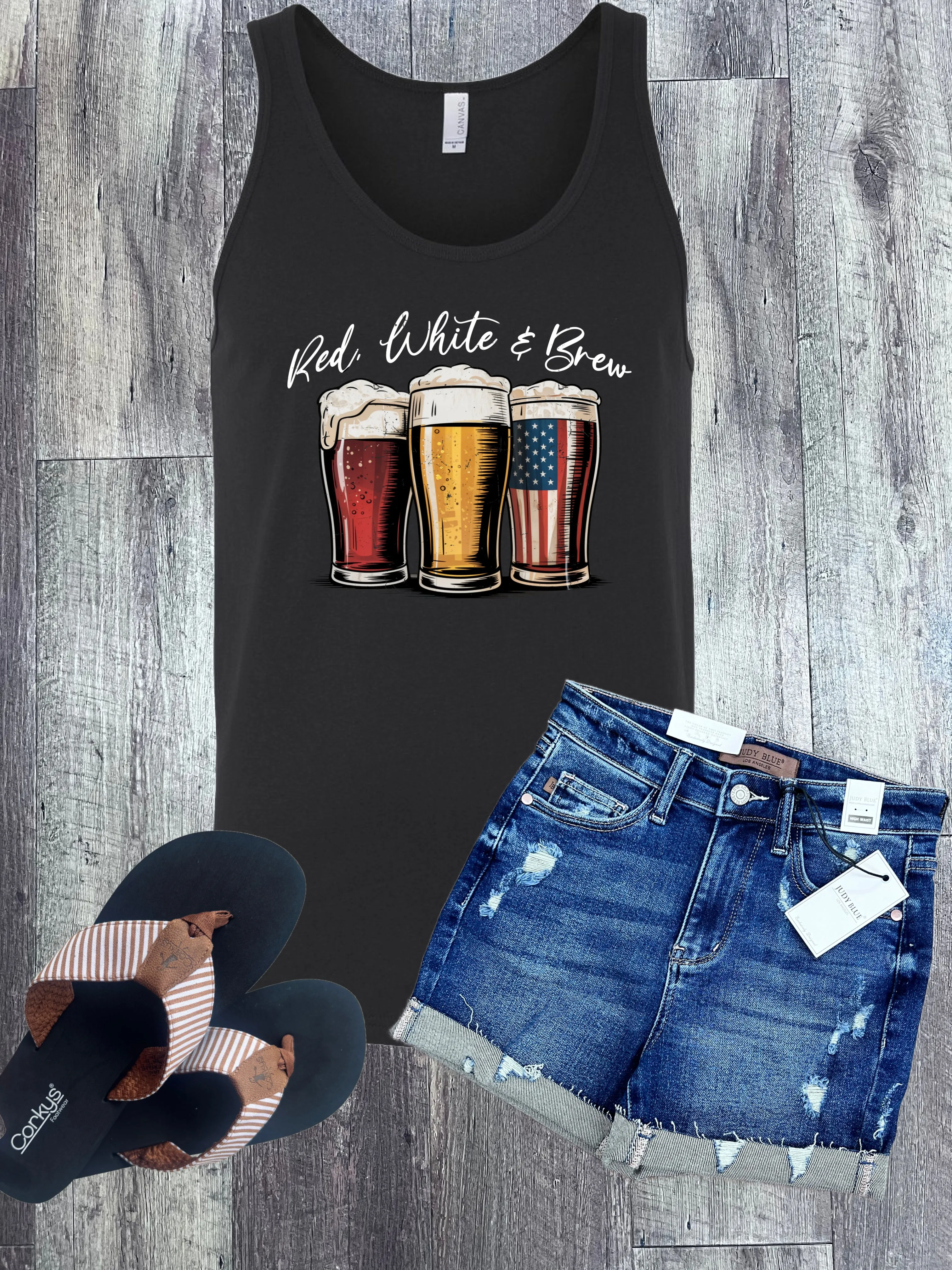 Red, White, and Brew Tank in Black