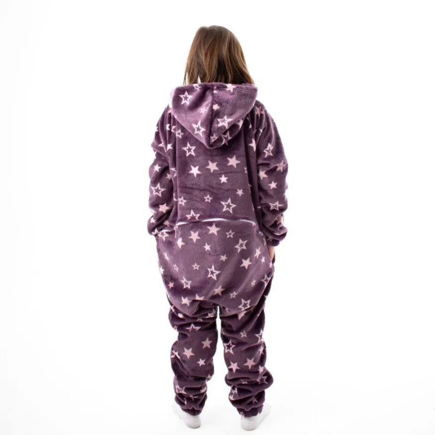 Snuggs Kids Blanket Onesie Purple stars Onesie