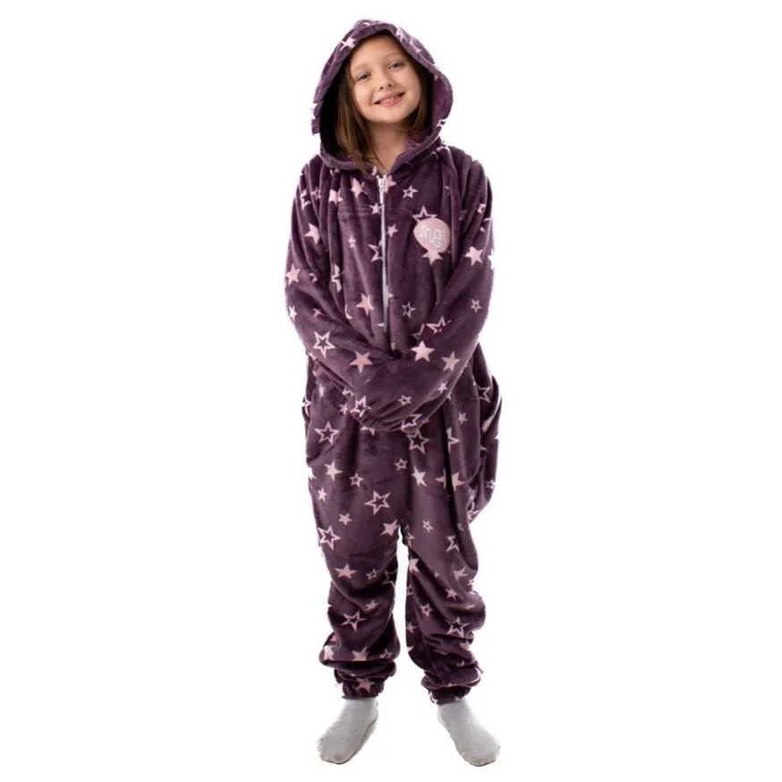 Snuggs Kids Blanket Onesie Purple stars Onesie