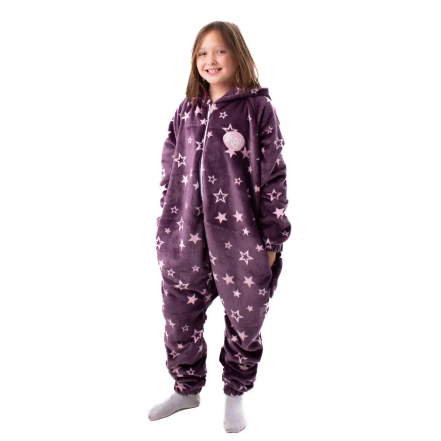 Snuggs Kids Blanket Onesie Purple stars Onesie